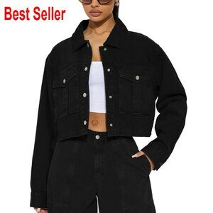 Cropped Utility Shacket Oversized Barn Jacket Casual Chic Transition Outerwear